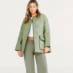TALA Oversized Reversible Quilted Jacket Light Olive Army Green Size S/M